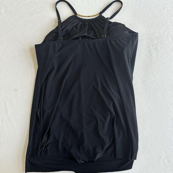 Magicsuit Black One-Piece Swim Suit 14 Gold Bar Adjustable Straps Slimming Dress - Picture 7 of 10